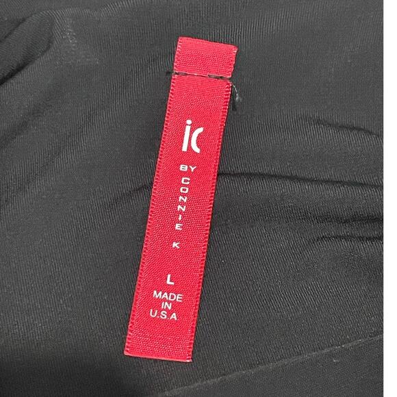 IC By Connie K Women's Blouse L Black Asymmetrical Artsy Pocket Tunic Top Slinky - Picture 10 of 11